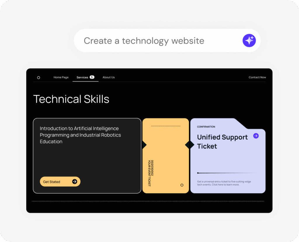 Visily canvas showing AI-generated wireframe that can be customized and modified by AI.