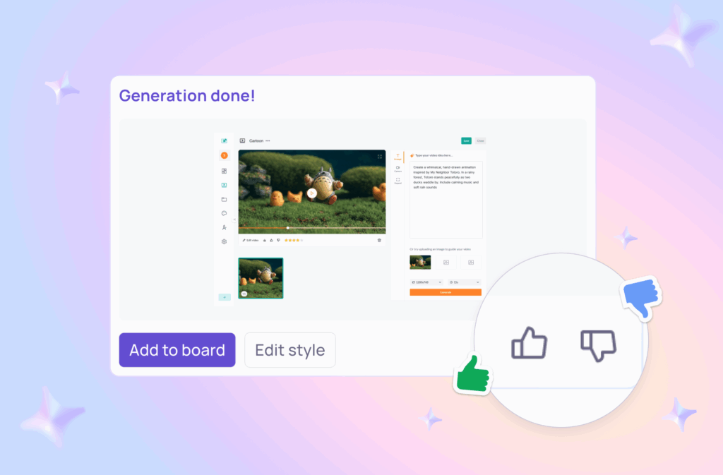 Announcing Visily 4.0: Smarter, more capable AI 2 Interface section inviting users to give feedback on AI-generated designs with thumbs up and thumbs down buttons for direct input.